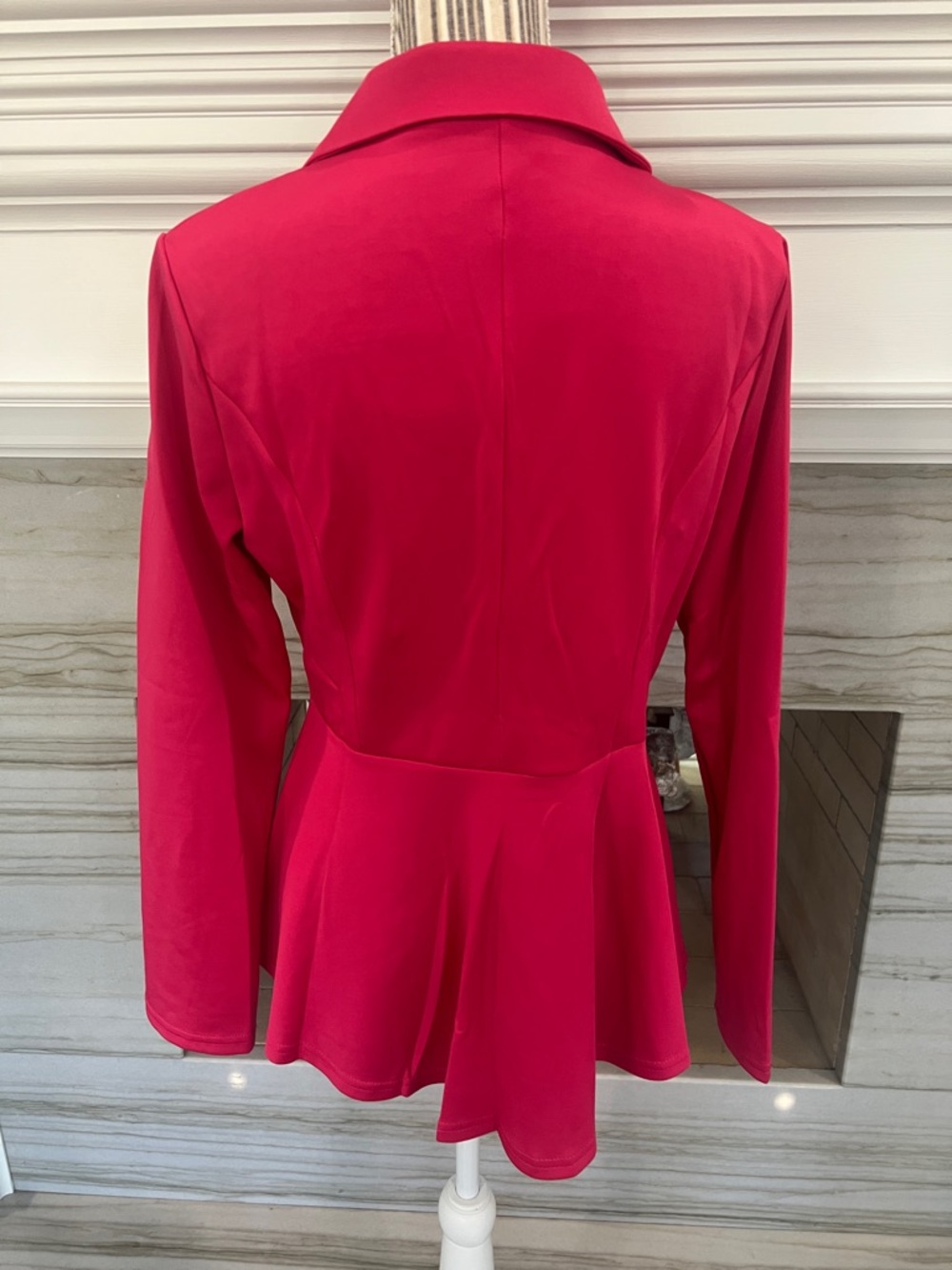 Women's Double-Breasted Pink Blazer Jacket - Picture 4 of 6